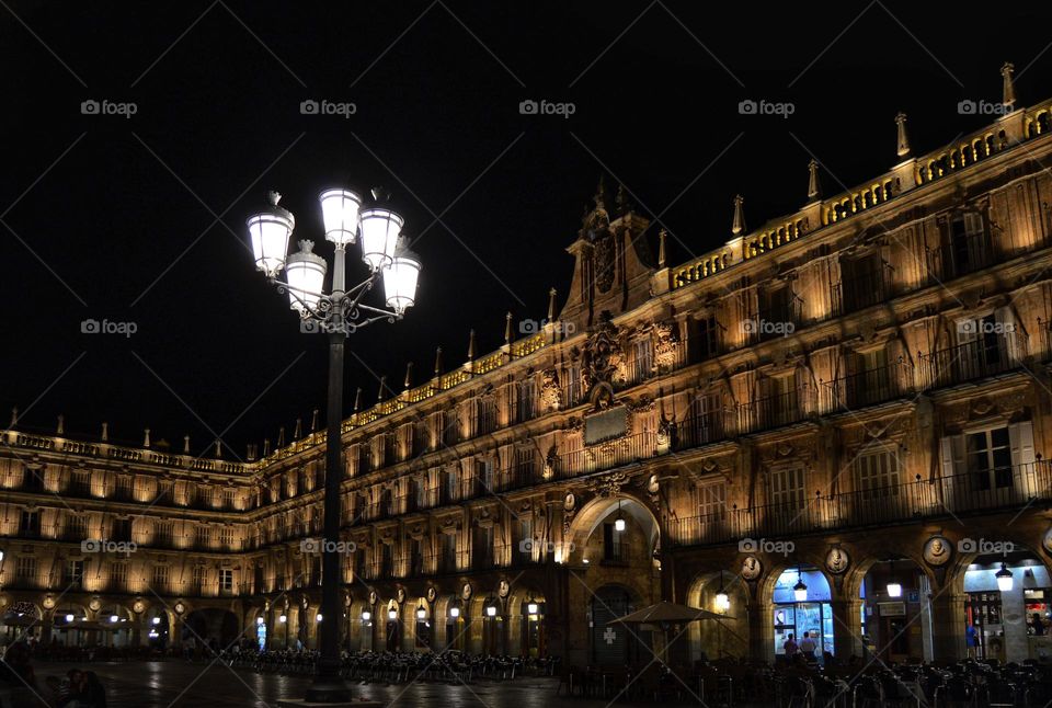 Plaza Mayor at night, Salamanca, Spain