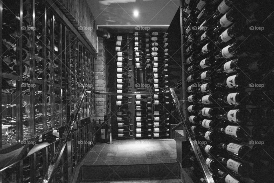 Wine Cellar Black and White. A wine cellar from Park Avenue Winter Park, FL