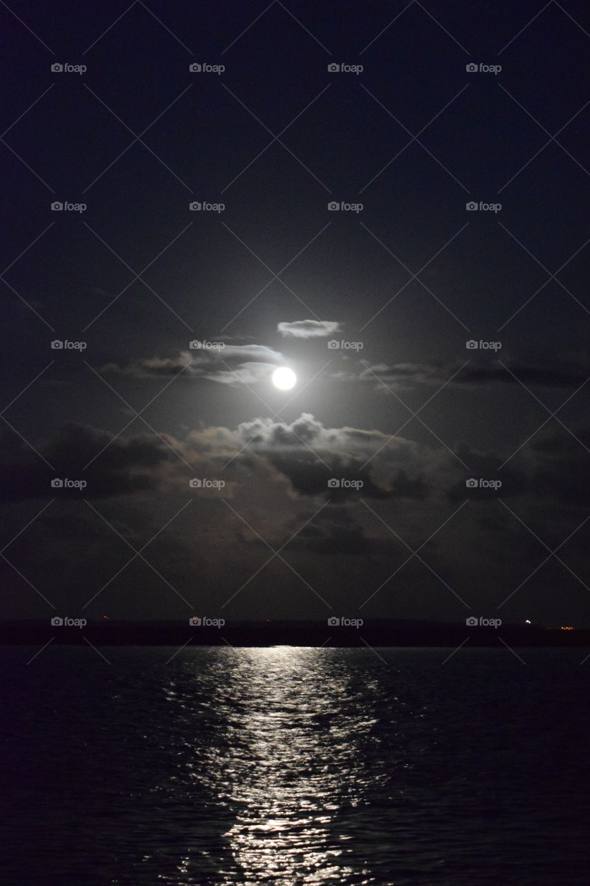  Moon reflecting on the river