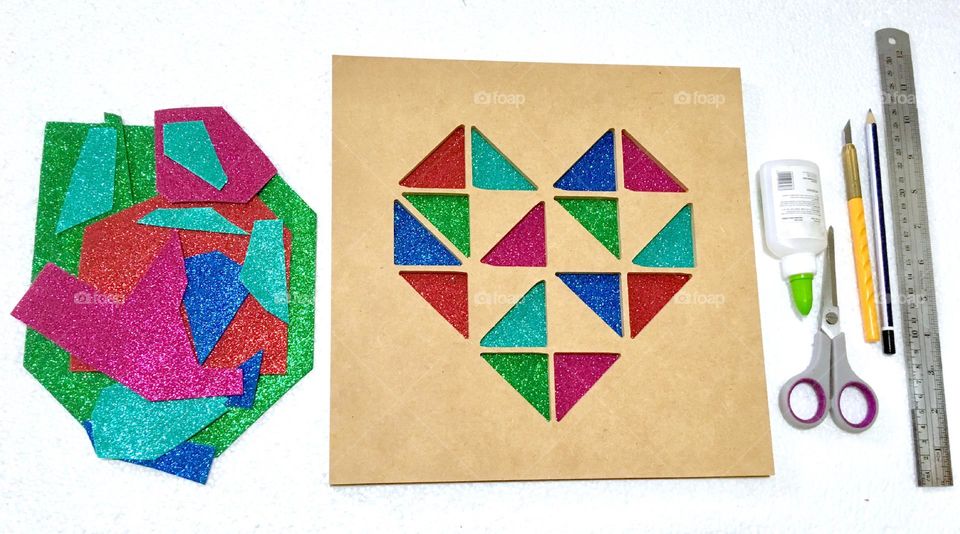 DIY and crafts; Handmade and homemade wall decor made from leftover glitter paper