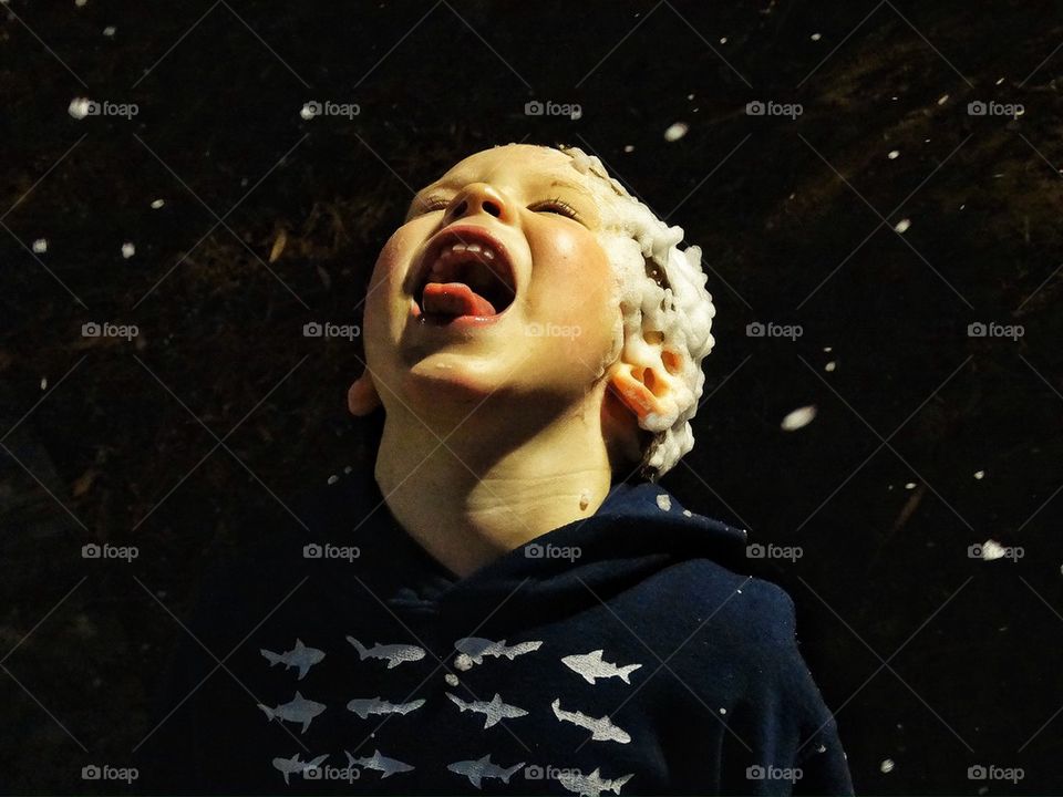 Catching snowflakes on tongue