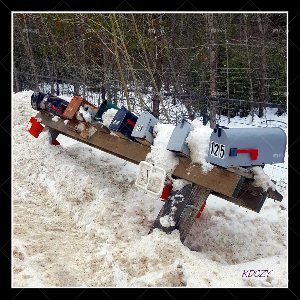 Mailboxes in the snow
