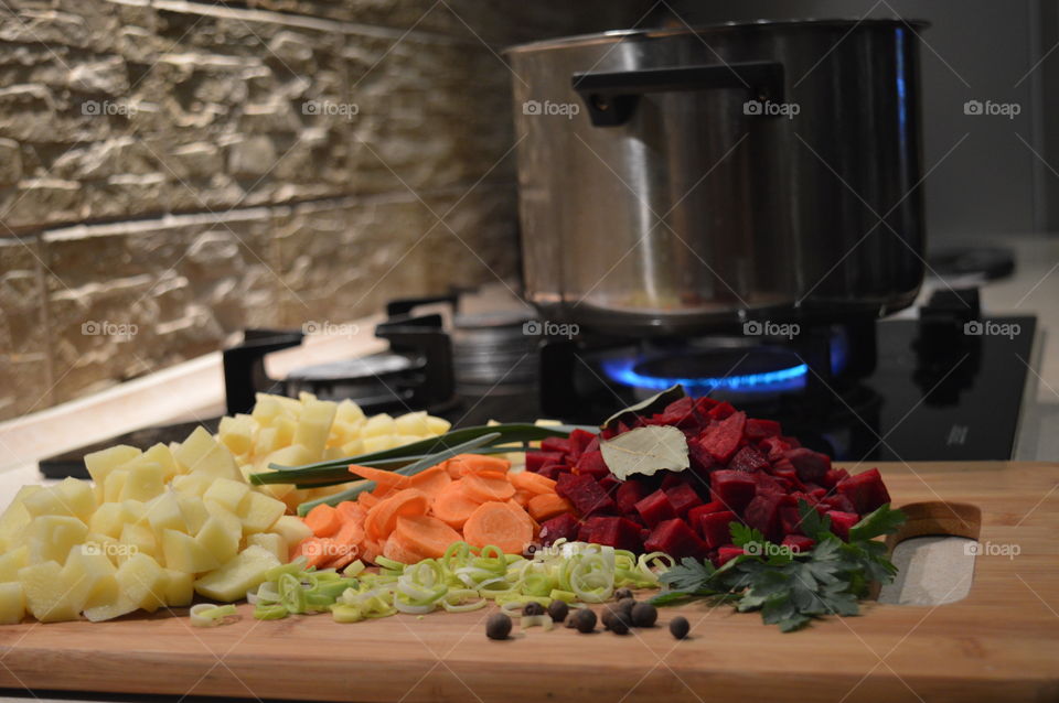 vegetables and spices to prepare a soup