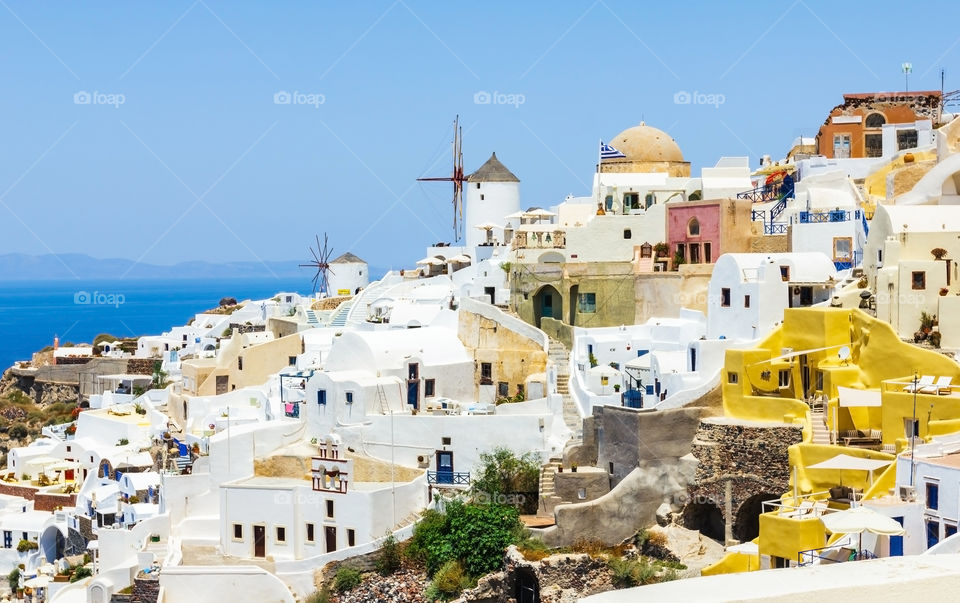 View of Oil village on Santorin island in Greece