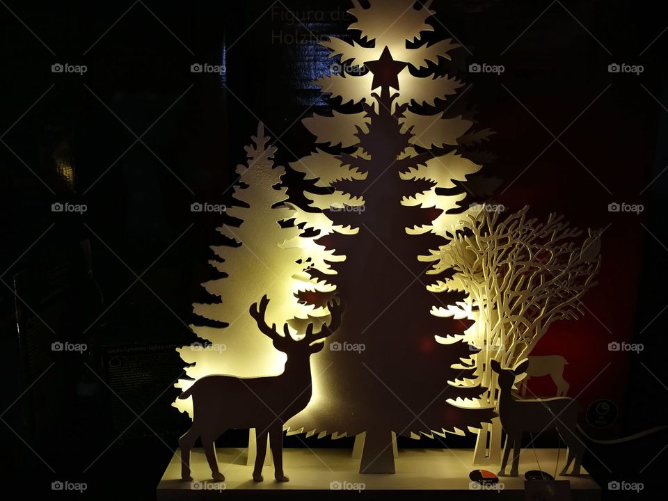 Christmas deer holiday tree toys snow magic fairy tale