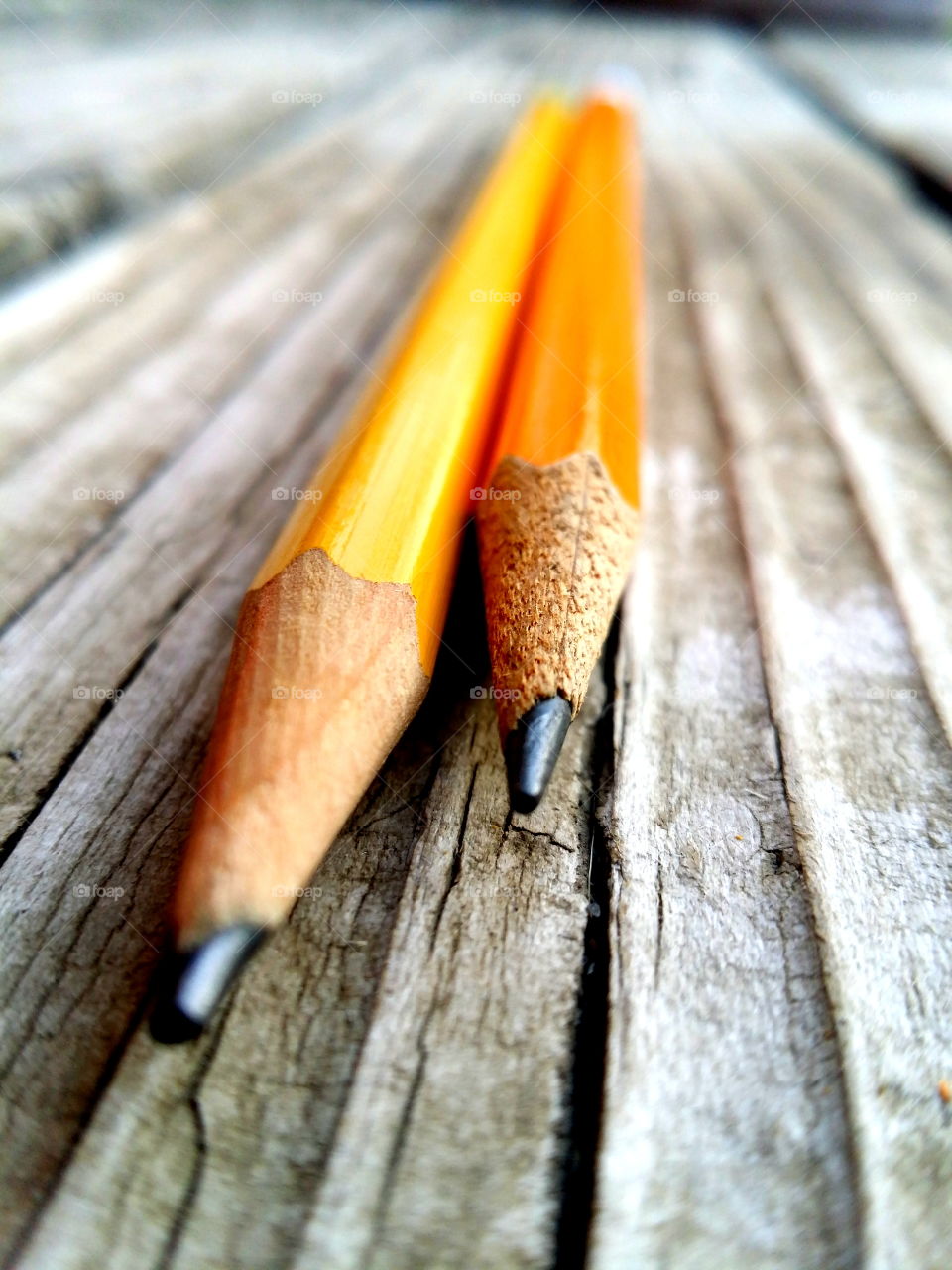 Pencils on table