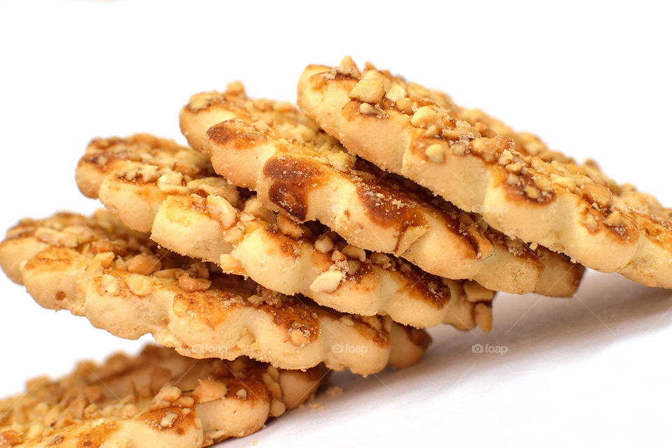 Delicious cake against white background