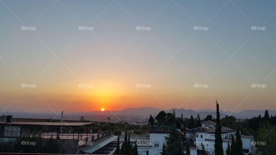 beautiful sunset seen from a balcony in the Sierra Nevada