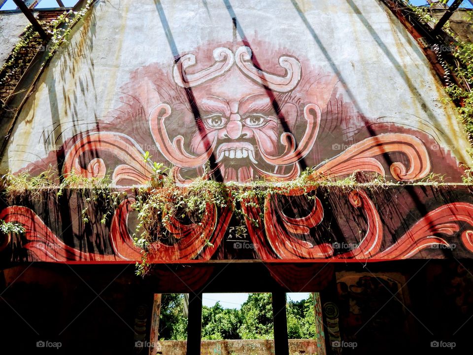 art grafitti of abandoned park in Bali