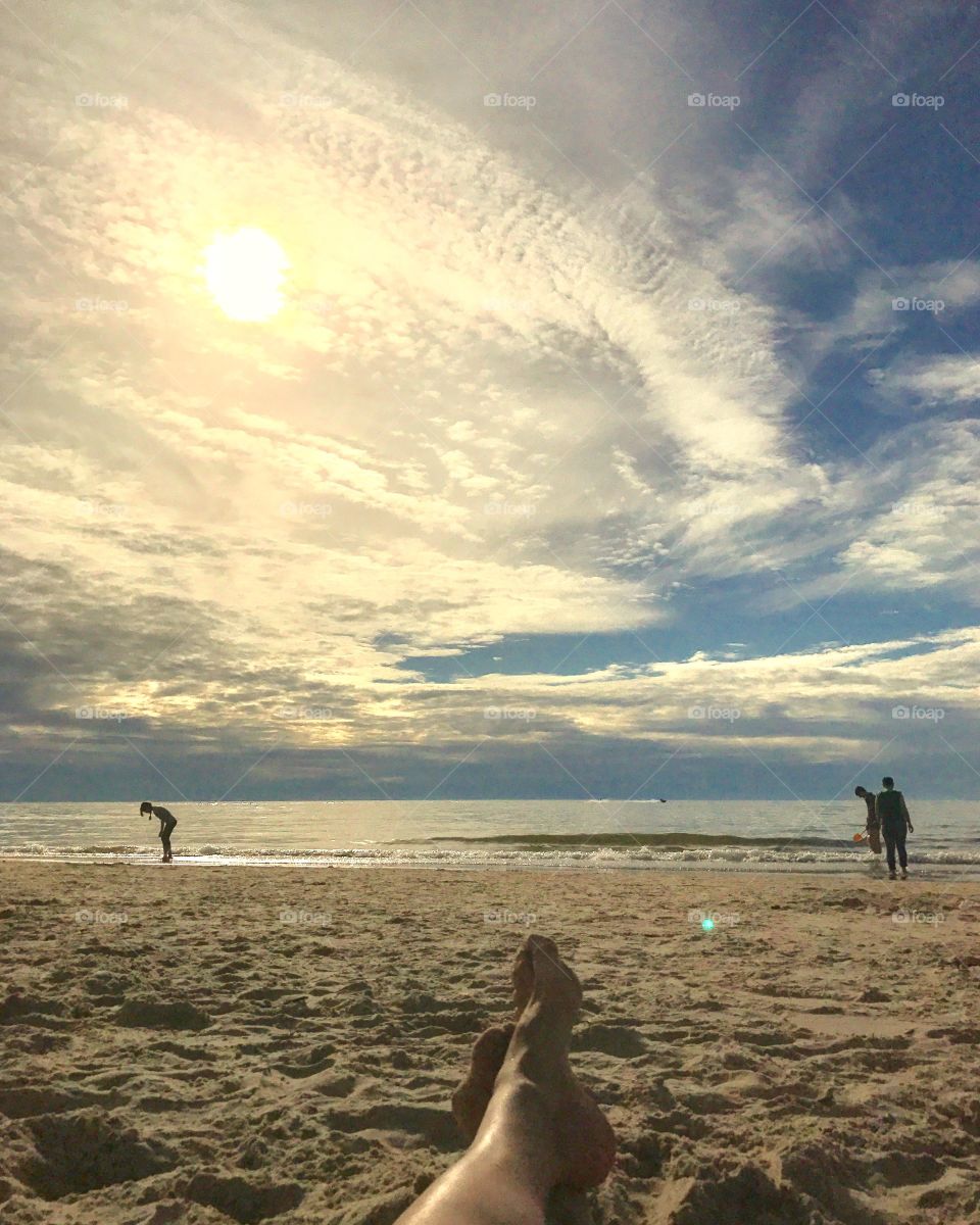 Evening relaxation near the sea 