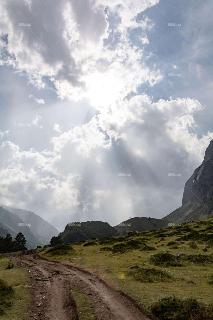 sunny day in mountains