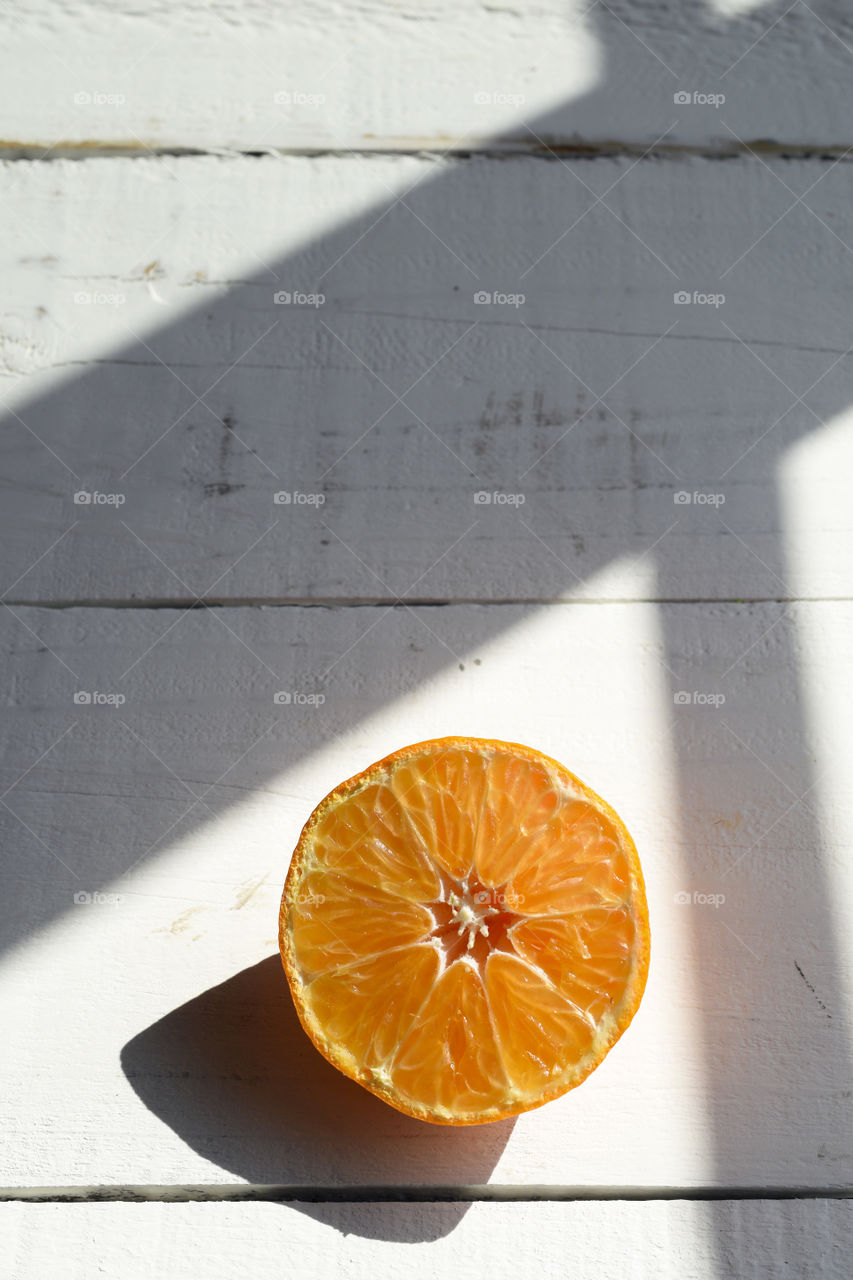 Single Orange on a White Background 