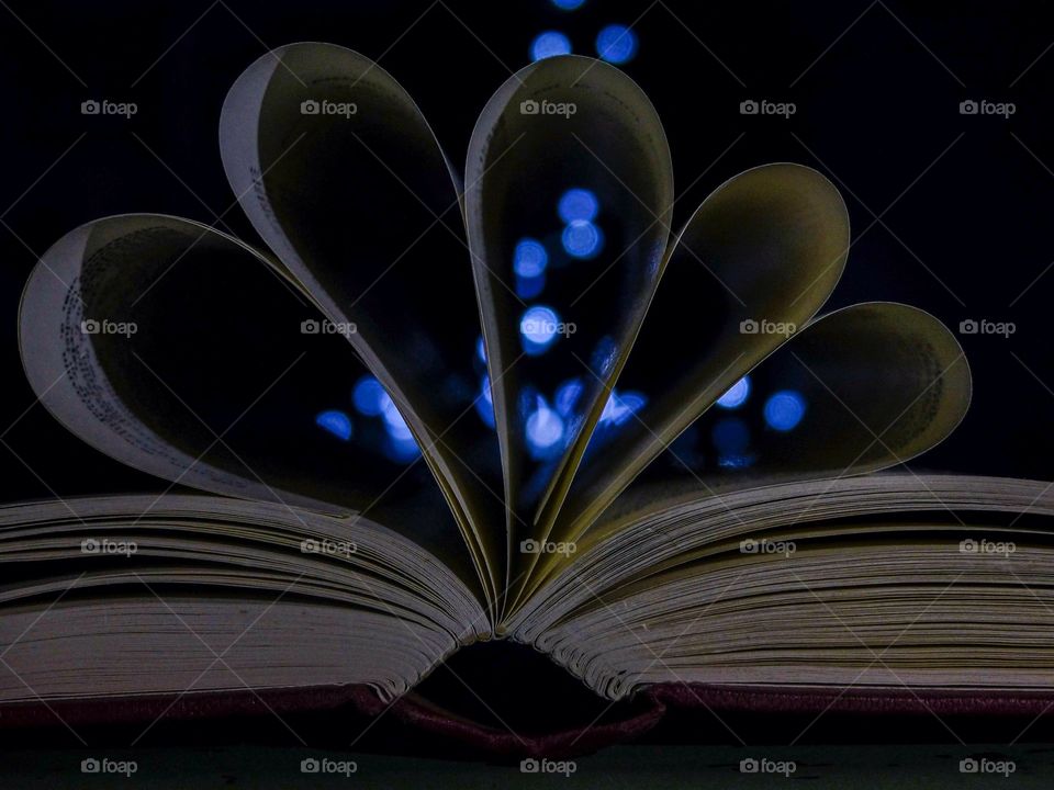 A book with bokeh in the background