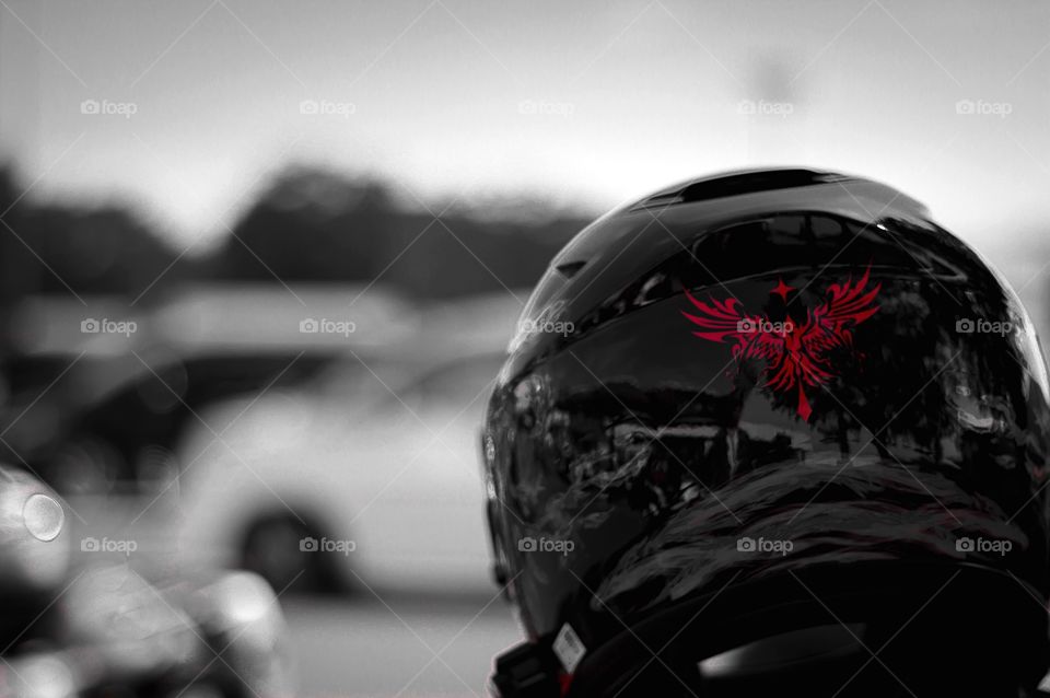 Biker Helmet in Black & White 