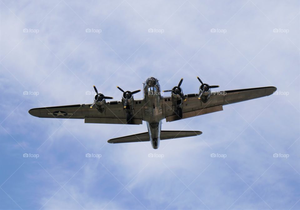 The mighty B17 Flying Fortress coming in for landing