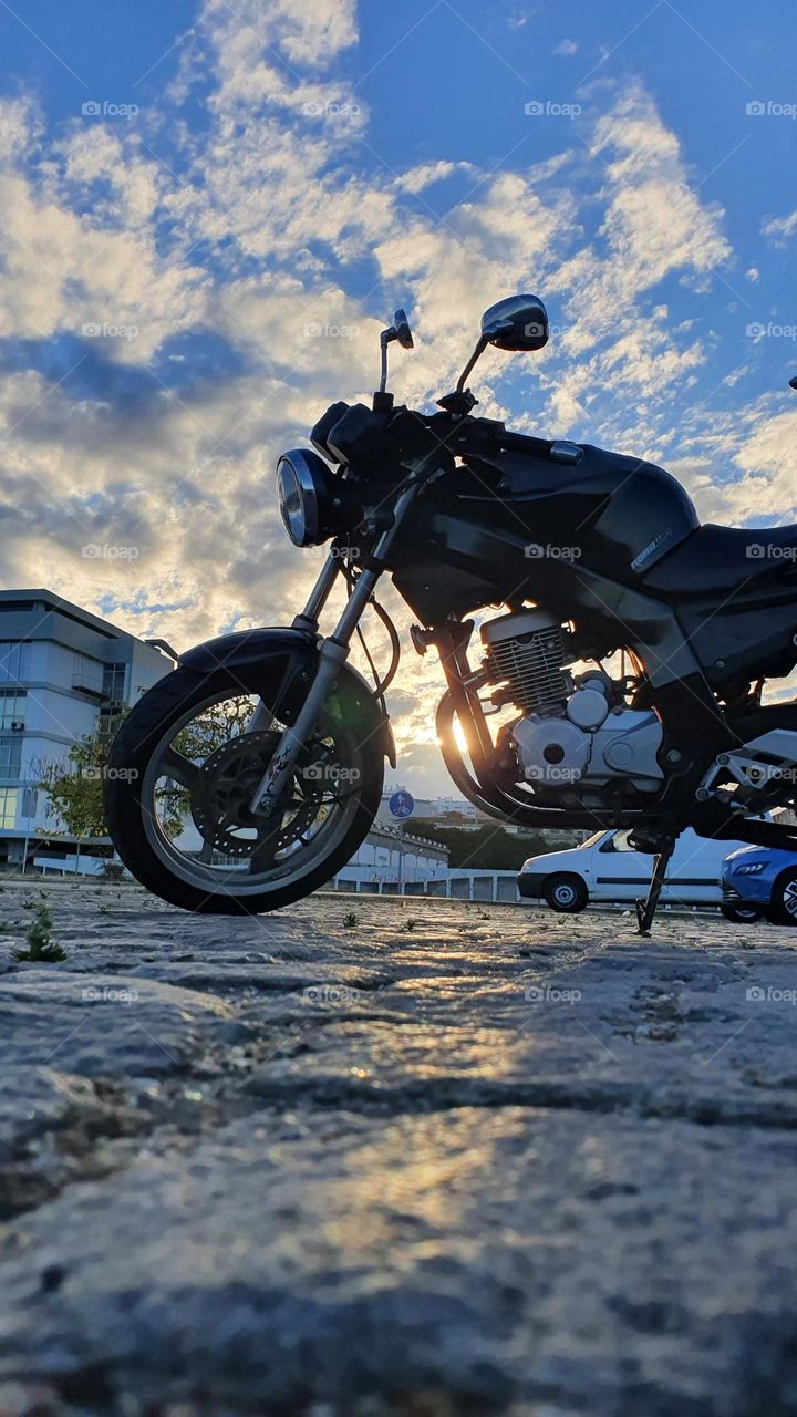 Night bike at sunset