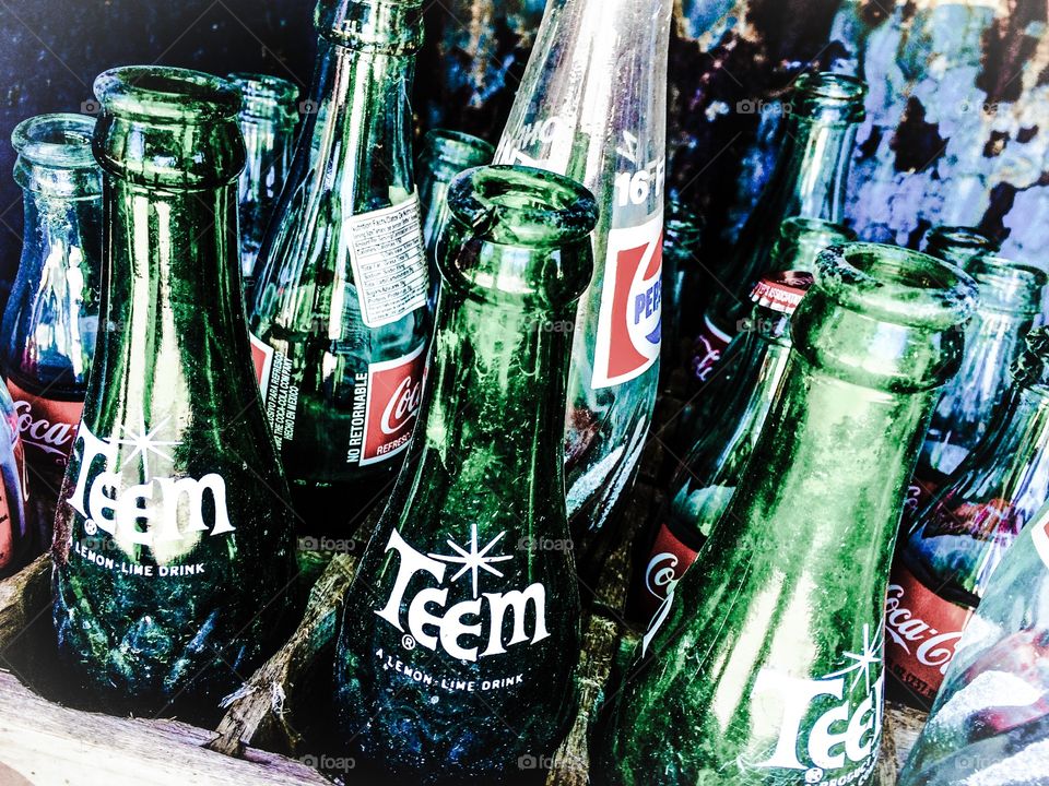 Old glass bottles, be sure to get your bottle deposit back.