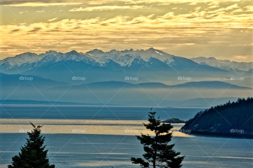 Sunrise over the Olympic Mountains