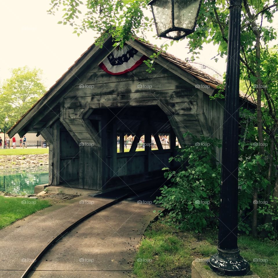 Scenic Railway Covered Bridge. The old original railroad at Cedar Point