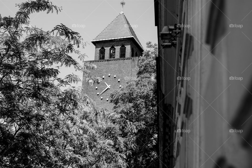 Clock on the building. Szeged, Hungary, Europe