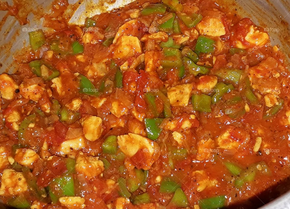 chicken fry with bell pepper
