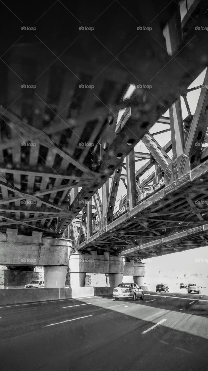 train bridge BW Riverside