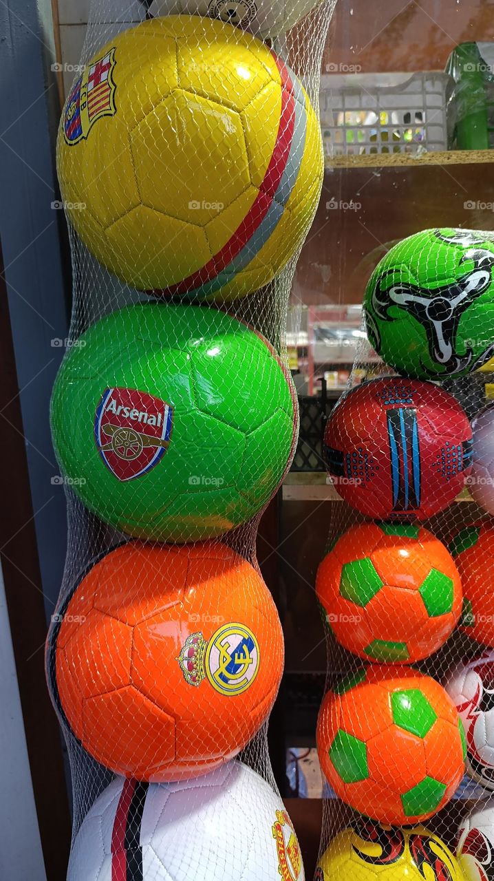 green purple yellow balls