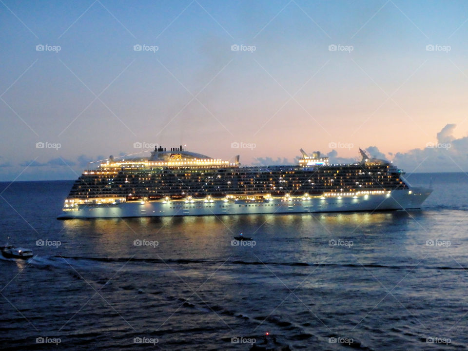 Cruise ship at night
