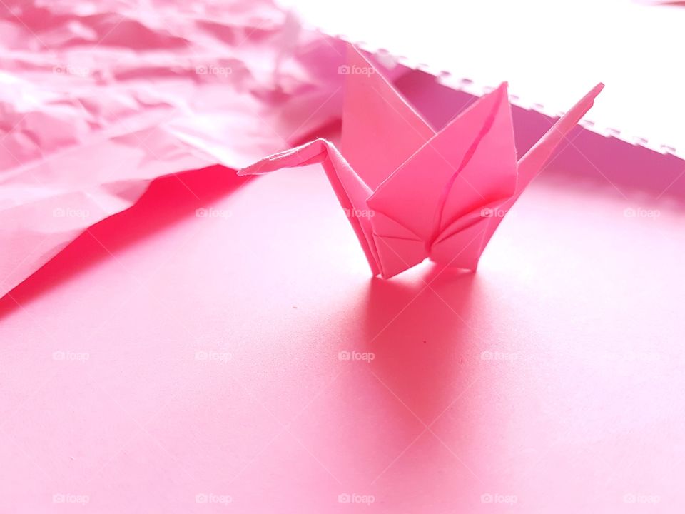 Pink paper crane