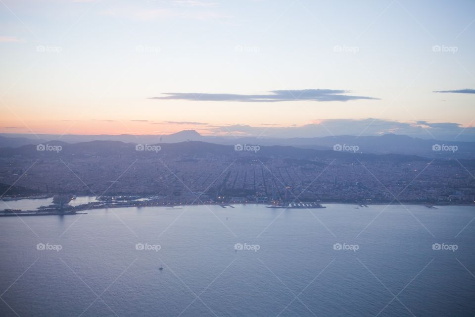 Sunset during flight to barcelona