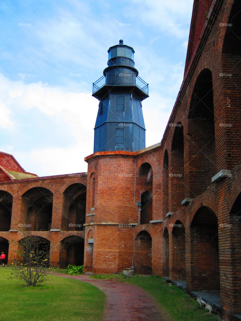 Lighthouse on the wall. A shot of the lighthouse at Fort Jefferson in the island in the dry Tortugas