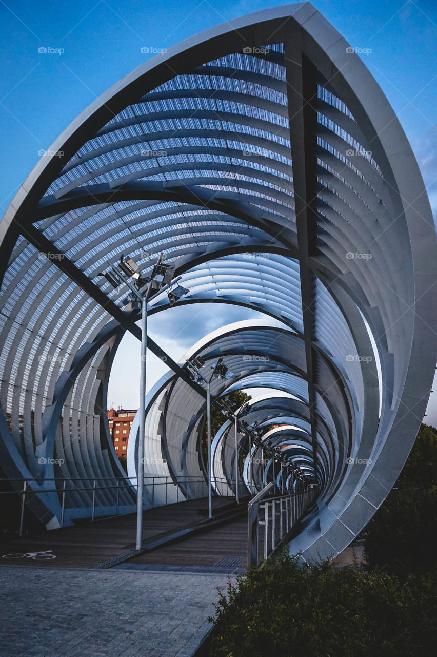 Arganzuela Footbridge in Madrid, Spain 