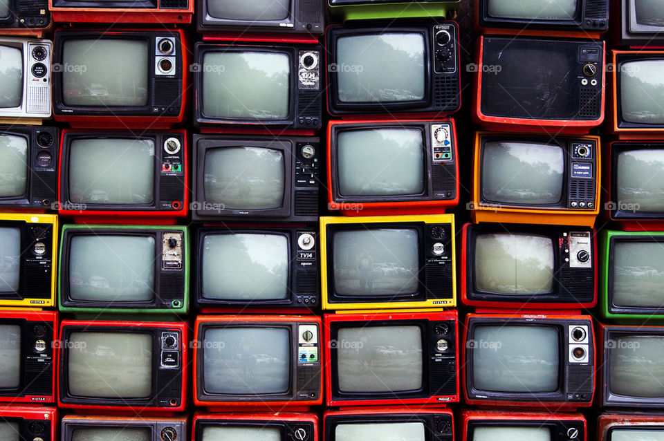 Stack of televisions