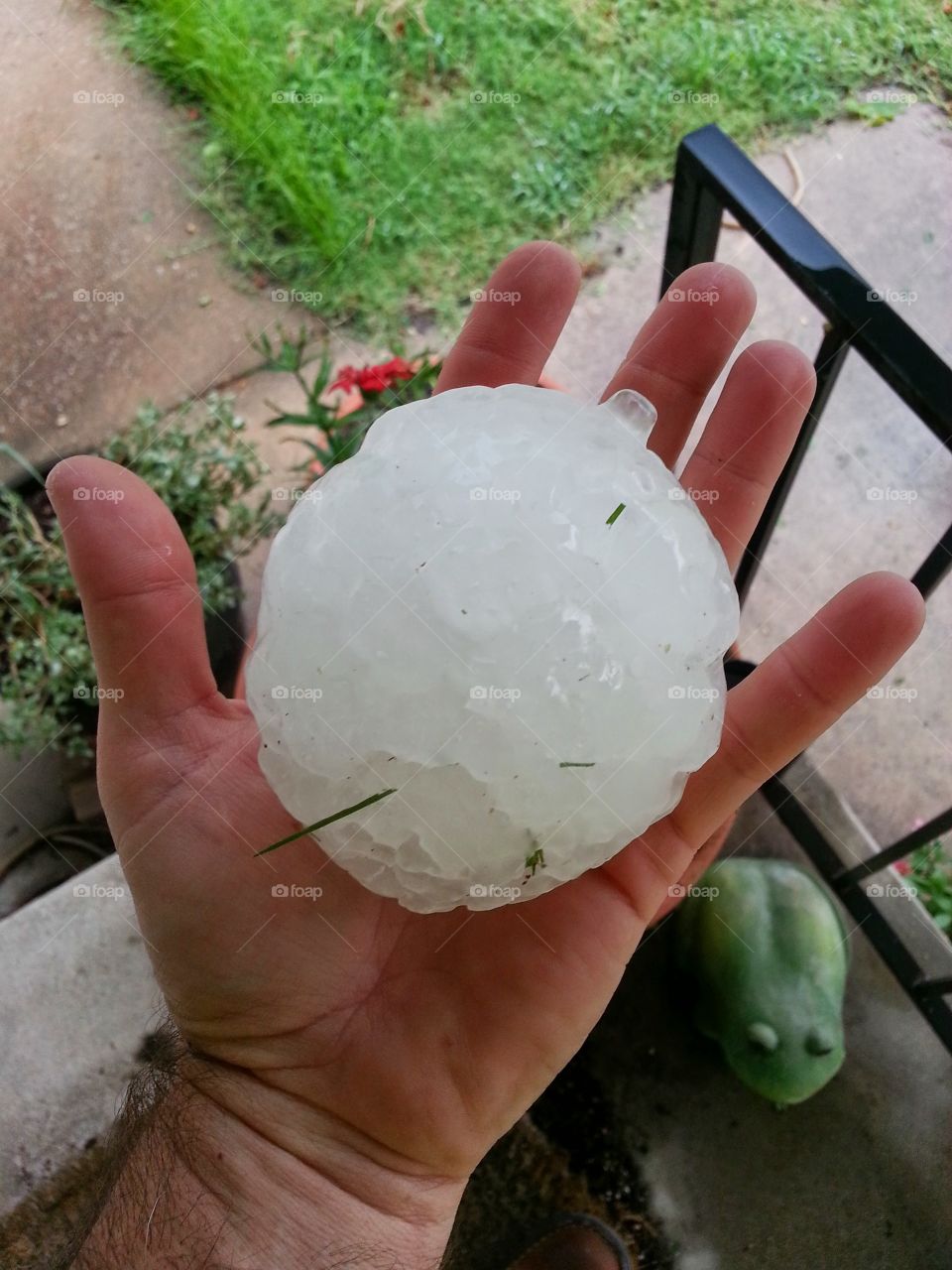 Hail stone. Hail storm in Kansas