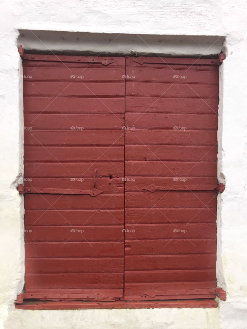 Red wooden door