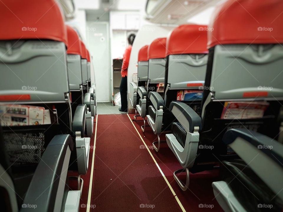 Rows of seat on board of aircraft