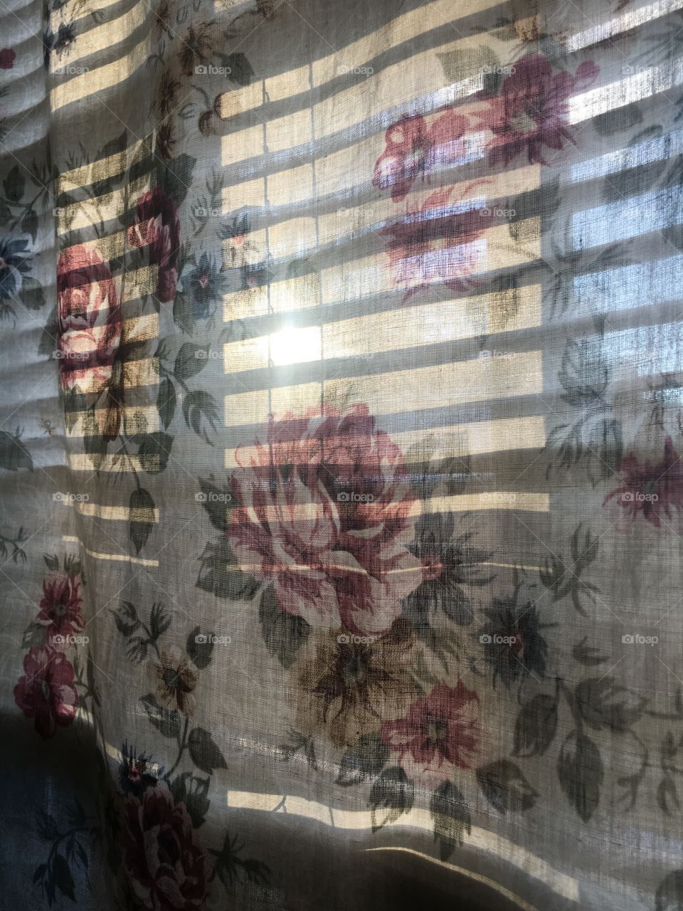 sun through flower curtains