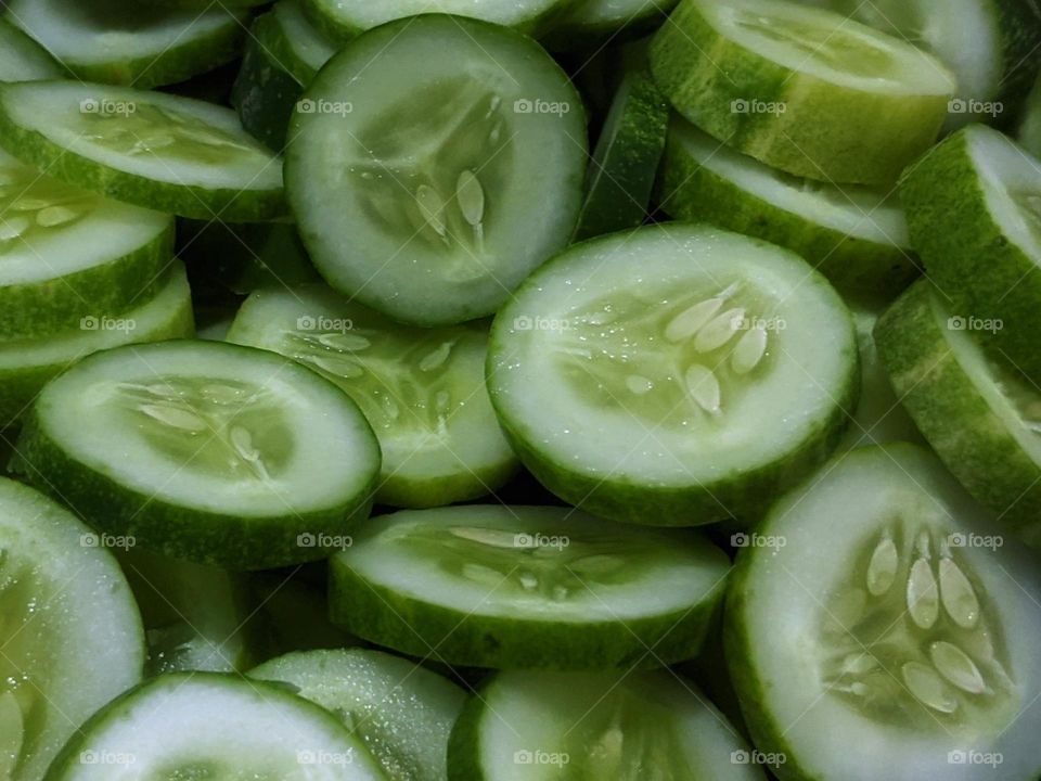 Chopped cucumbers for side dish