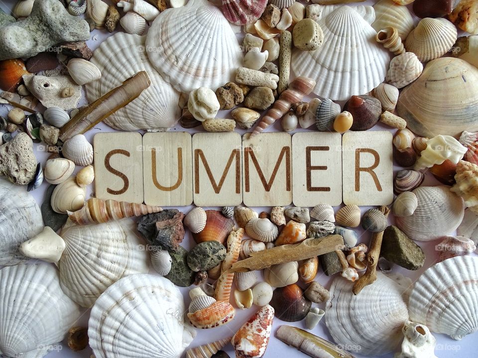 Word Summer wooden letters