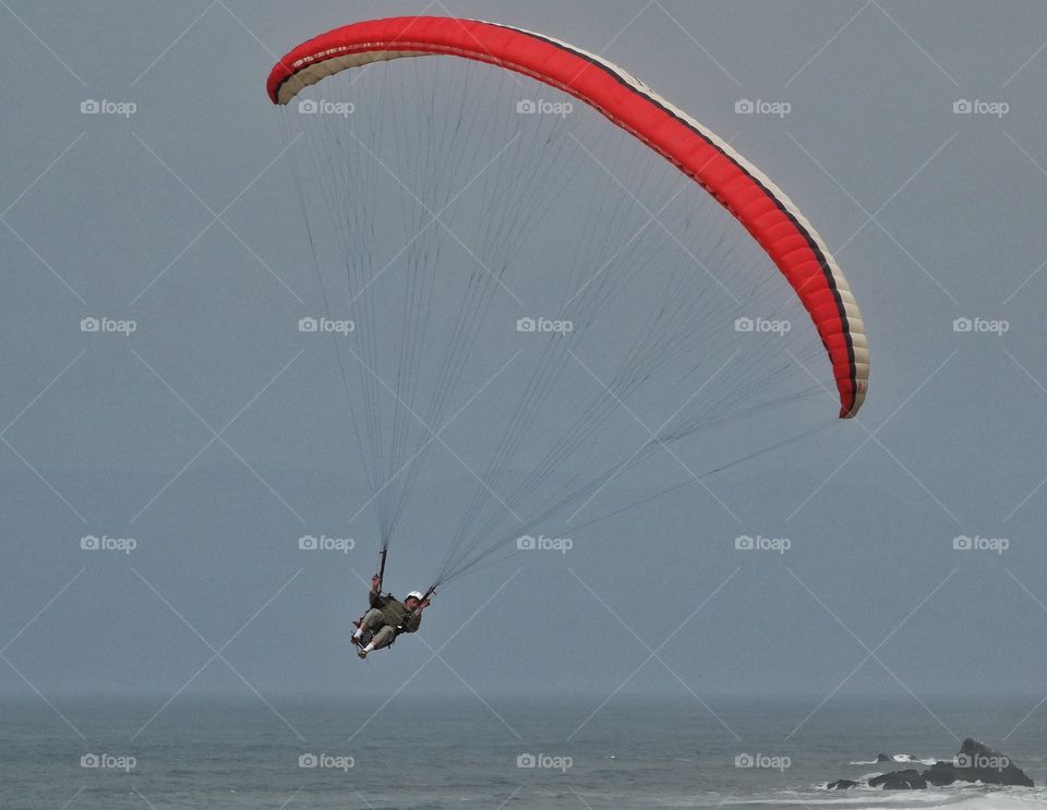 Parachuting On The California Coast