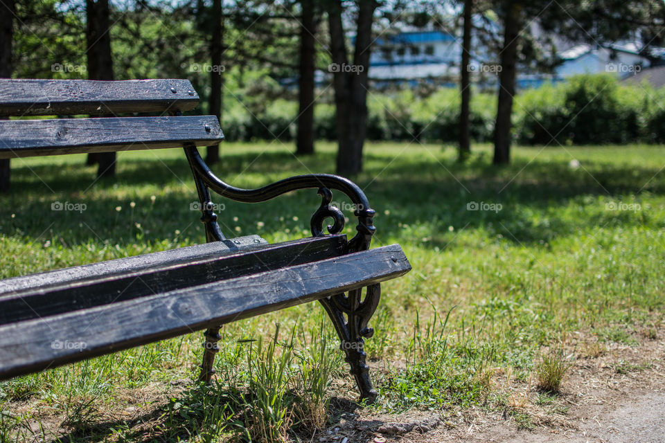 Empty bench at park
