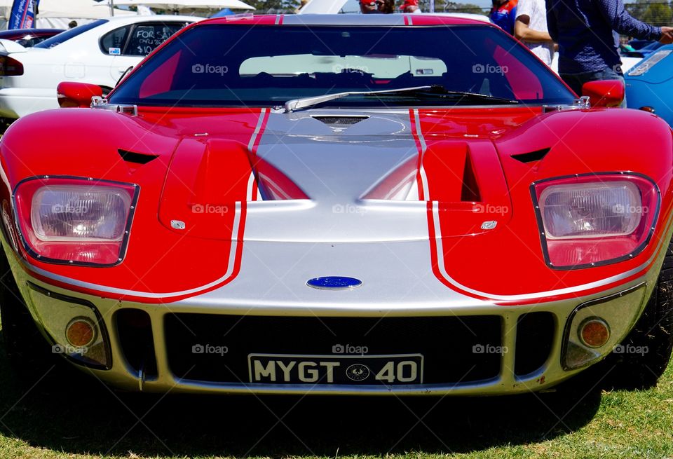 Ford GT40. Red and silver Ford ZGT40 sports car