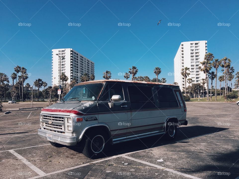 Van Parked at the Beach 