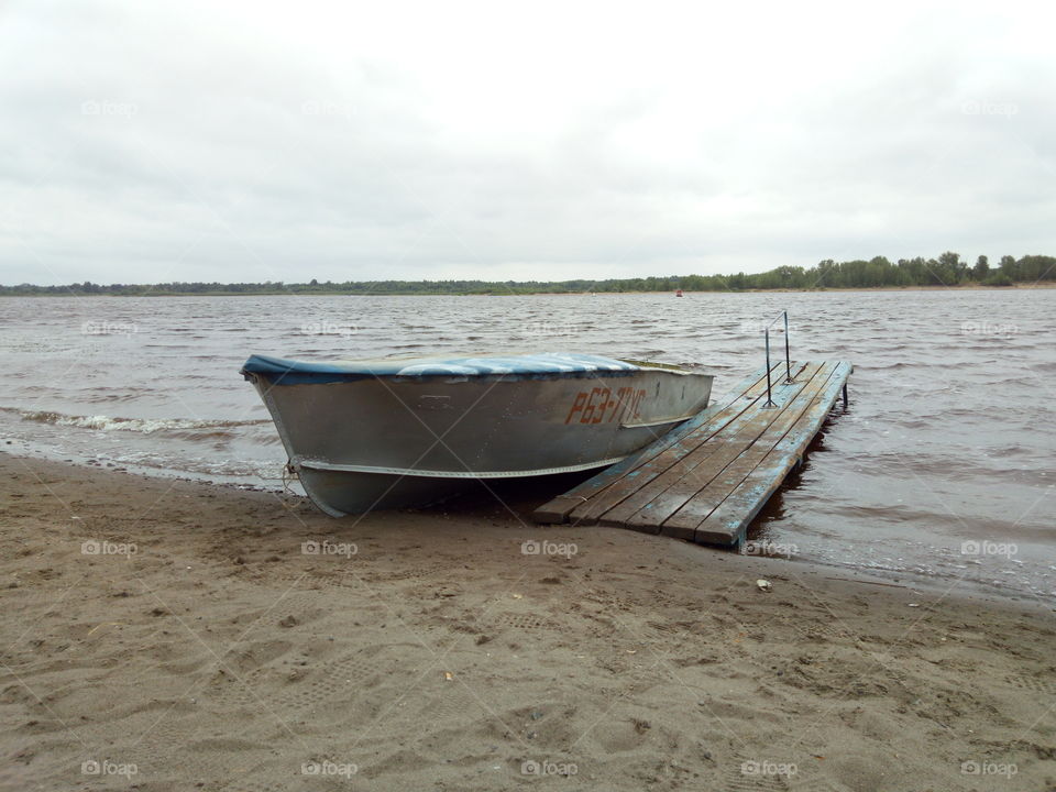 Boat on the banks of the Kama River