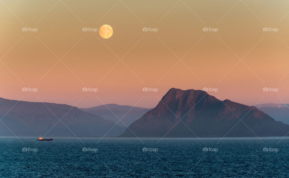 Sunset, Water, Dawn, No Person, Mountain