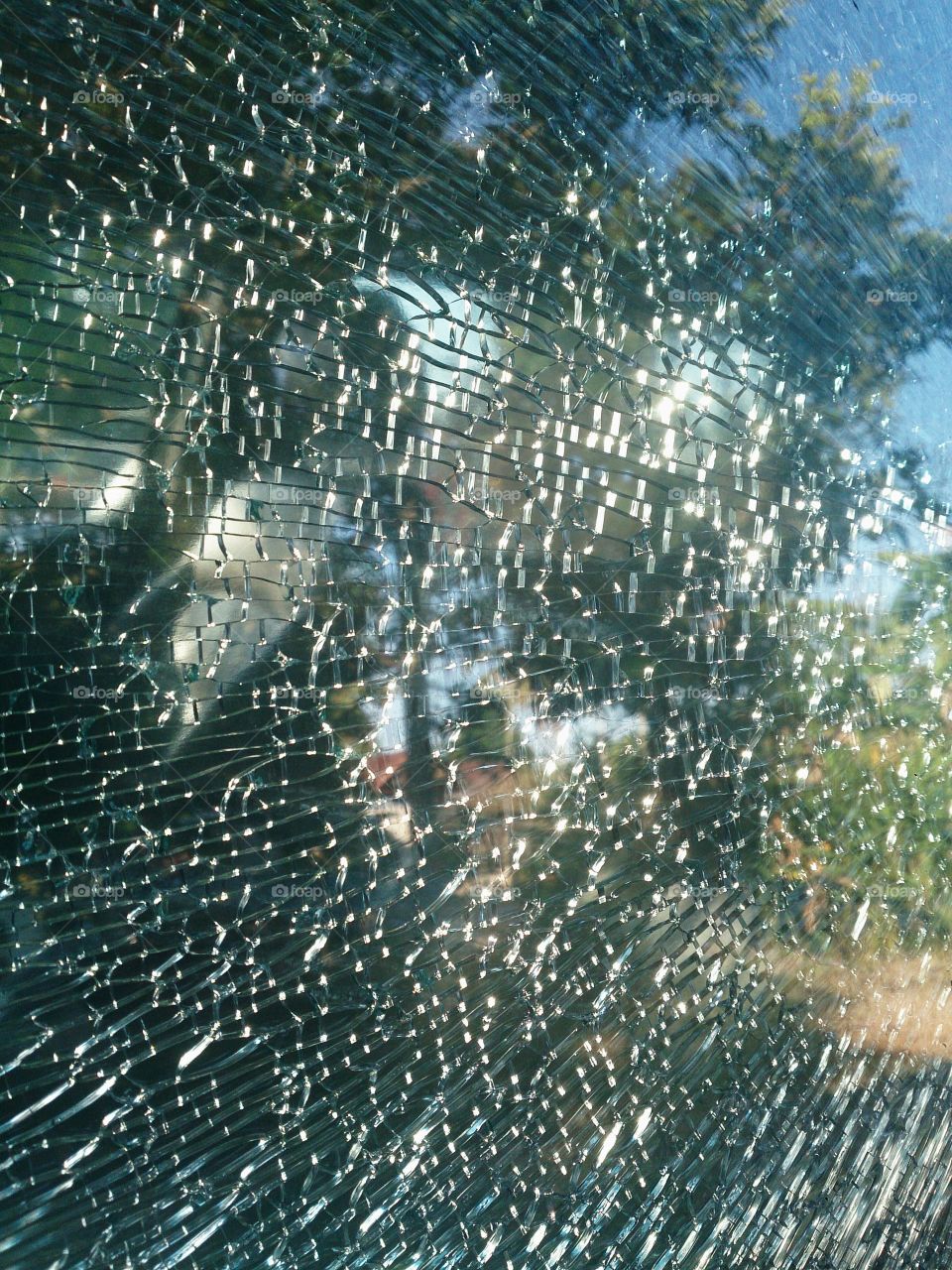 summer through cracked glass