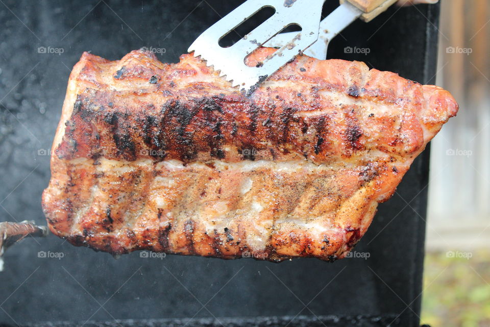 Close-up of spare rib