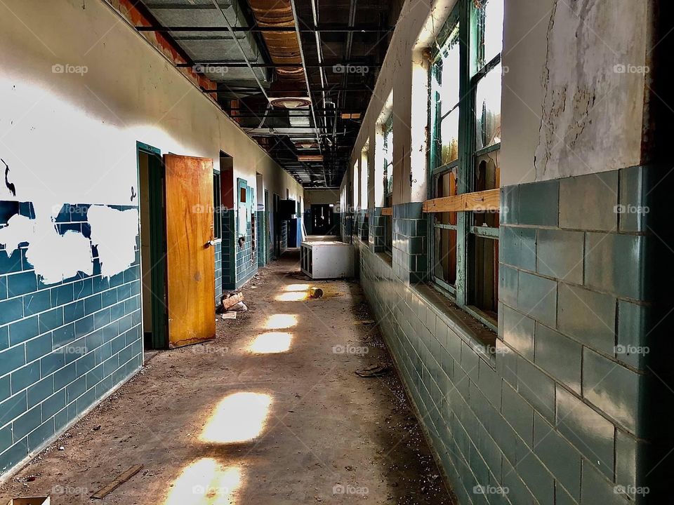 Hallway in an abandoned school 