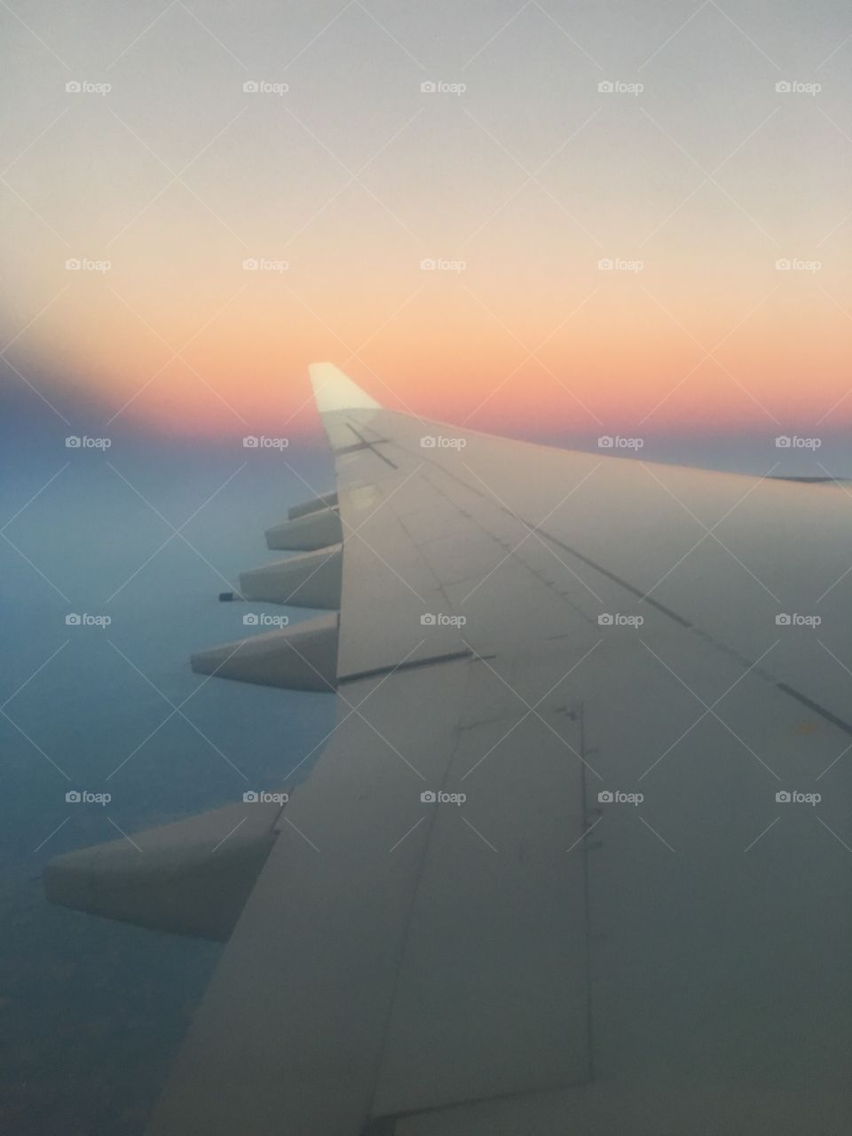 Sunset from an airplane window