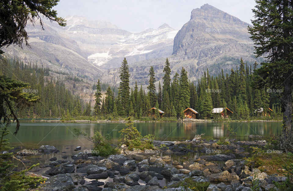 Peaceful Lake Ohara cabins with a mountain view